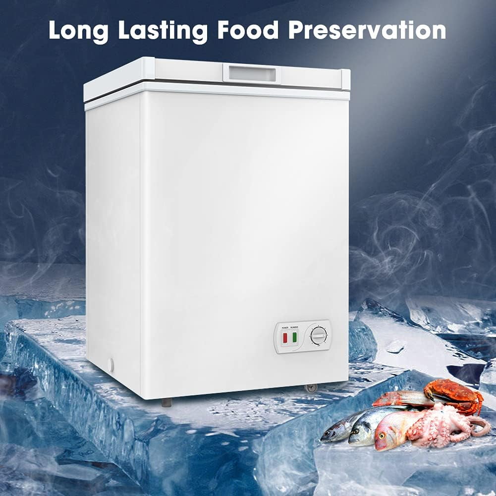 Ecotronic 3.8 Cu Ft Compact Chest Freezer, Adjustable Temperature Control, Energy Efficient, White