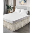 thumbnail image 4 of White Daisy Bed Skirt California King Size 16 Inch Drop, Colorful Flower Lavender Vintage Linen Adjustable Elastic Dust Ruffles Bedskirt Wrap Around Pleated Mattress Frame Cover, 4 of 9