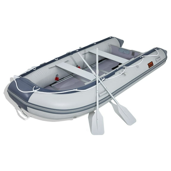 STAWAY Inflatable Dinghy Boat - 6-Person Sport Tender Raft with Marine Wood Floor, Adjustable Benches, 1500 lbs Capacity, Perfect for Fishing and Recreation - Includes Oars, Air Pump, Carry Bag