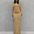 thumbnail image 2 of Ketyyh-chn99 Blouses pour Femmes Mode Chic Grande Taille Robe d'Été Robe Extensible Manches Longues Robe Longue Confortable Kaki,TP, 2 of 5