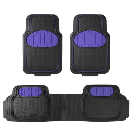 FH Group Universal Trim to Fit Heavy Duty Rubber Touchdown Floor Mats, 3 Piece Set, Indigo Blue