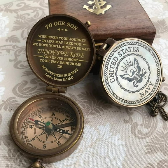United States Navy Custom Engraved Compass Brass Material Navigational Working Compass Personalized Gift