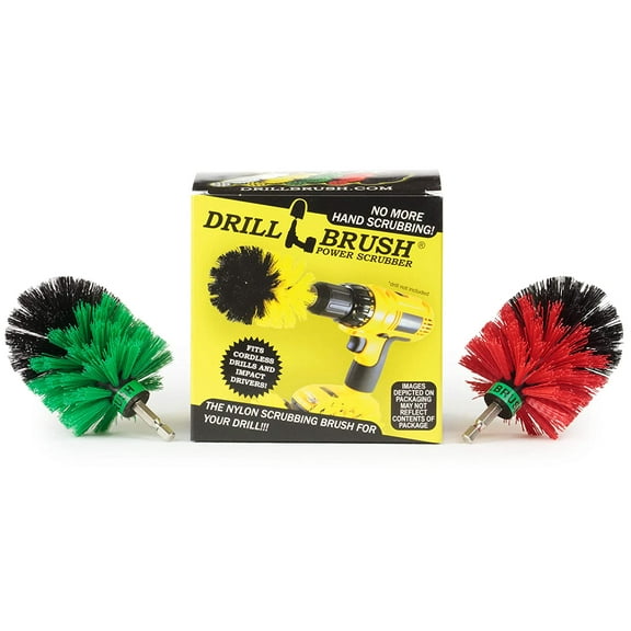 Cleaning Supplies - Drill Brush - Medium and Stiff Bristle MINI Spin Brush Kit - Kitchen Accessories - Clean and Scrub Counters, Stove, Oven, Sink, Flooring - Deck Brush - Algae, Mold, Mildew, Moss