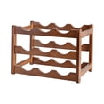 thumbnail image 4 of Estante de madera para vino, material grueso, decoración, duradero, exhibición de vino tinto, soporte para vino 3 capas 9 botellas, 4 of 9