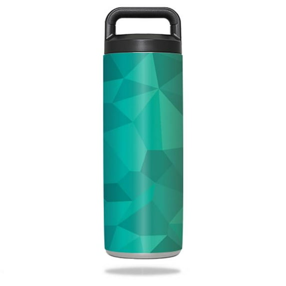MightySkins YERABOT18-Blue Green Polygon Skin for Yeti Rambler 18 oz Bottle Wrap Cover Sticker - Blue Green Polygon