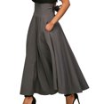 thumbnail image 2 of EQWLJWE Womens Vintage Maxi Skirts,High Waist Solid Color A-Line Skirts Large Swing Flowy Elegant Party Skirts with Pockets Gift Dark Gray XXL, 2 of 6