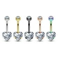 thumbnail image 6 of 14GA Prong Set 8mm Heart CZ 316L Surgical Steel Naval Belly Button Ring, 6 of 6