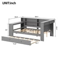 thumbnail image 2 of Harper & Bright Designs Full Size Daybed with Trundle, Desk and LED, Wood Captains Bed with Upholstered Headboard, Charging Station and Bookcase Shelves, Grey, 2 of 11