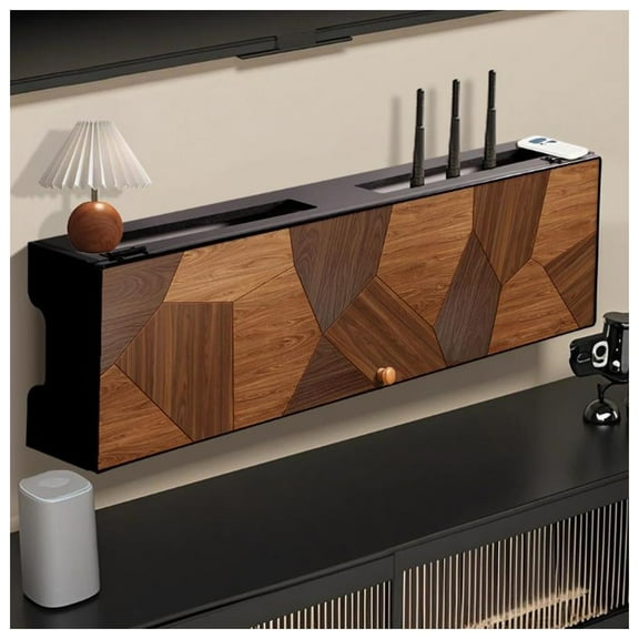Router storage box, cabinet cable hiding box wall, wall decoration shelf, media storage cabinet for living room bedroom