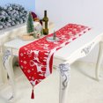 thumbnail image 3 of Zeus Table Runner Heat-resistant Tassel Design Knitted Fabric Wear-resistant Reusable Decoration Gift Xmas Tree Elk Snowflake Christmas Dinning Tablecloth Cover for Kitchen, 3 of 7