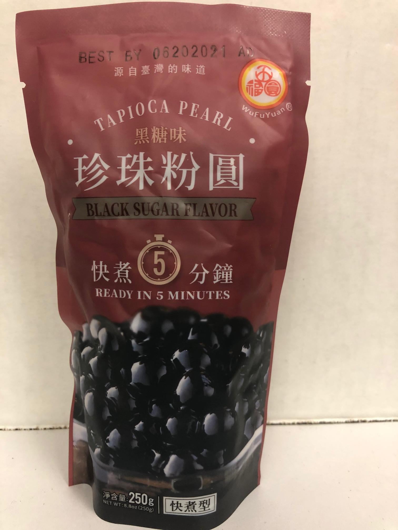 WuFuYuan Black Boba Tapioca Pearls for Bubble Milk Tea; Black Sugar