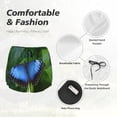 thumbnail image 4 of Susaid Blue Morpho butterfly Print Women's High Waisted Running Shorts Quick Dry Athletic Gym Track Workout Shorts Zip Pocket-Medium, 4 of 7