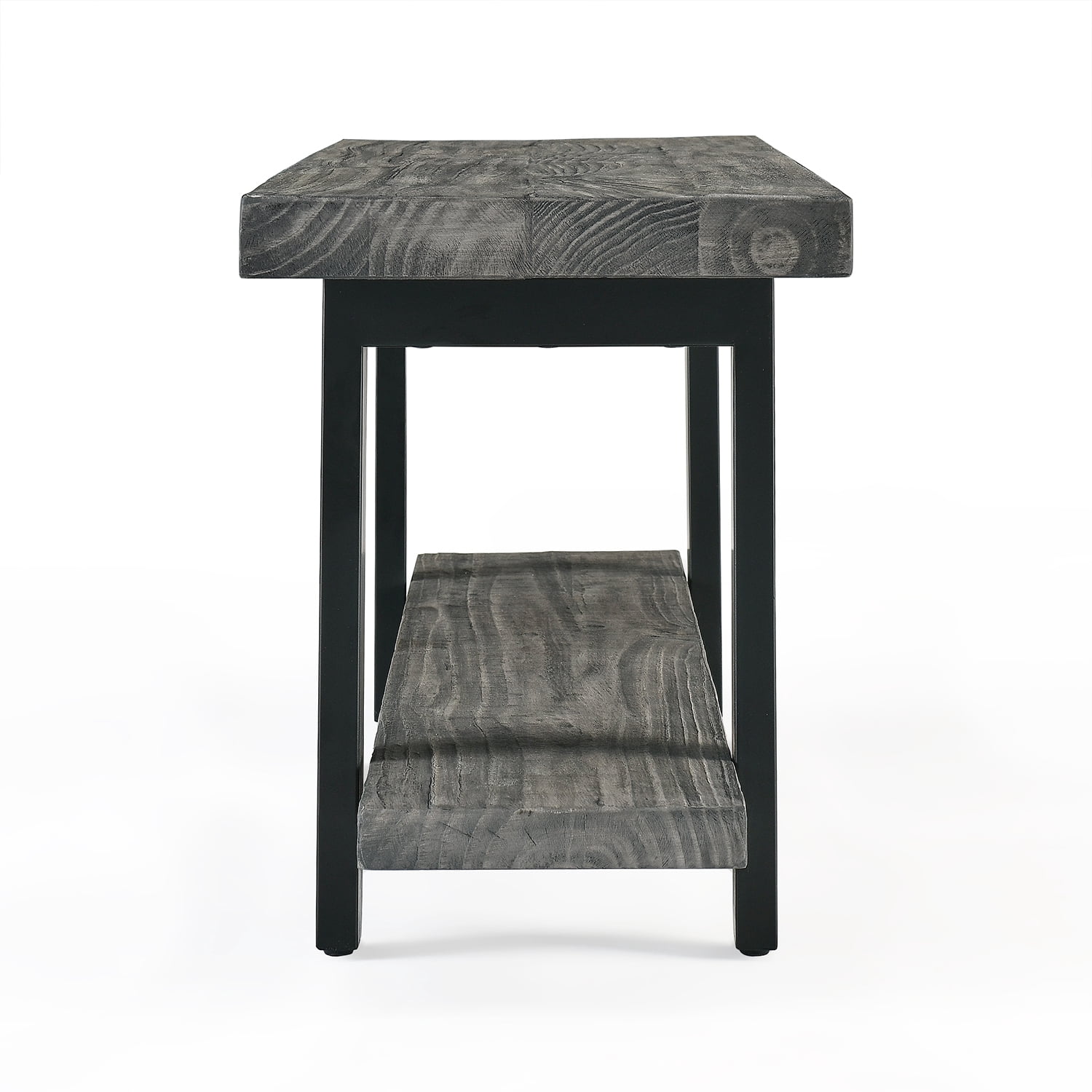 Alaterre Pomona 48" Metal and Reclaimed Wood Wall Coat Hook with Bench, Slate Gray