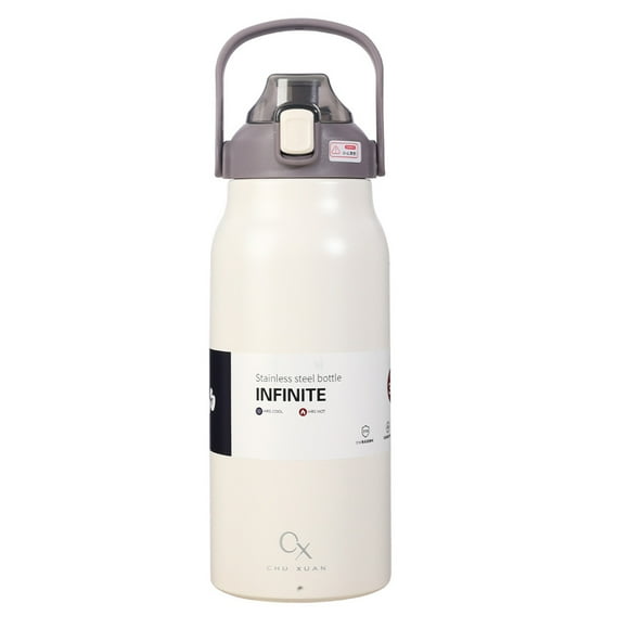 Stainless Steel Straw Type Vacuum Thermal Replacement Leakproof Straw Leakproof Office Dorm Travelling Vacuums Water Bottle Drinkware White 1300ml