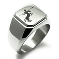 thumbnail image 1 of Stainless Steel Greek Mythology Centaur Engraved Square Flat Top Biker Style Polished Signet Ring, 1 of 1