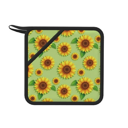 

Sikiie Sunflower Leaves Pot Holders Kitchen Insulation Mats Heat Resistant Pot-Holder Oven Anti-Scald Pads for Cooking Baking 7.1*7.1inch