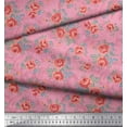 thumbnail image 2 of Soimoi Silk Fabric Leaves & Rose Floral Printed Fabric 1 Yard 42 Inch Wide, 2 of 3