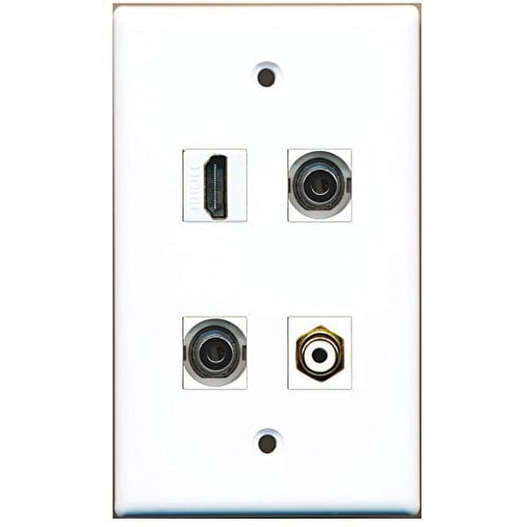 RiteAV - 1 Port HDMI 1 Port RCA White 2 Port 3.5mm Wall Plate