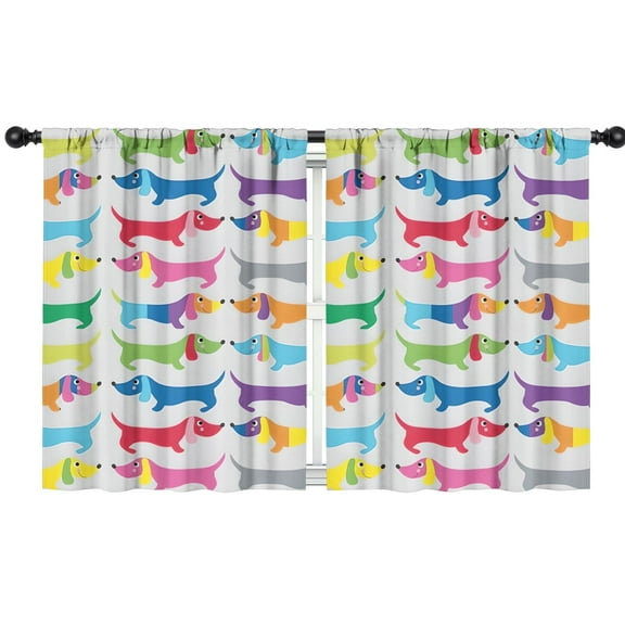 Blackout Kids Curtains,Colorful Funny Dachshund Childrens Insulated Curtains Set Of 2,Bedroom Essentials,Toddler Room Decor 42"x54"(106x137cm)