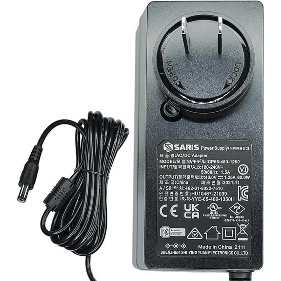 Genuine 48V AC Adapter for Saris Smart Trainer 9830 9930 9830T H3 9830TF_0 9830TZ M2 9930T 9930TF CycleOps H2 9820 Hammer 9810 H1 Magnus 9920 Direct Drive Bike ICP65-480-1250 1.25A 60W Power Supply