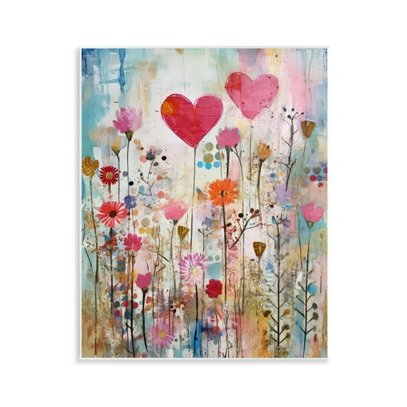 Stupell Industries Heart & Garden Collage Abstract Painting Unframed Art Print Wall Art, 11 x 14