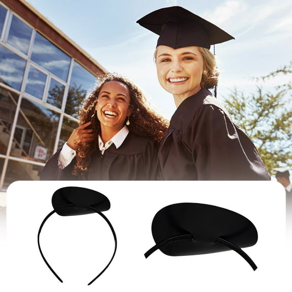 XEOVHV Graduation Cap Headband, Firm Anti-Fall Hairband for Graduation Cap, Hat Accessories for Graduates, Students, Women (Graduation Cap Not Included) Black