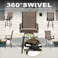 thumbnail image 3 of Nuu Garden 5-Piece Outdoor Dining Set, Patio Swivel Bar Stool, 4 High-Back Height Chairs with 1 Tempered Glass Table, All-Weather Textilene, Brown, 3 of 11