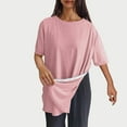 thumbnail image 2 of Timegard Tops for Women Crewneck Short Sleeve Side Button Solid Color Comfy Casual Loose Blouse Top, 2 of 8