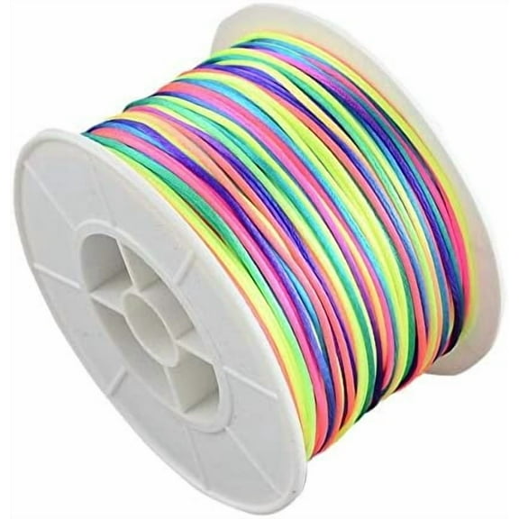 1mm x 100 Yards Colorful Nylon Cord Satin String for Bracelet Jewelry Making Rattail Macrame Trim Cord Necklace Bulk Beading Thread Chinese Knot Craft