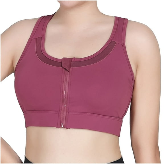 Tnhcen Supportive Sports Bras for Womens Front Zipper Sports Underwear Shockproof High-Strength Yoga Vest Fitness Running Bra Bralette Camisoles for Cute Underwear for Women, Purple, XL
