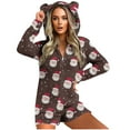 thumbnail image 3 of Frostluinai Women's Christmas Pajamas Onesies Long Sleeve Zipper Hooded Jumpsuit Shorts Warm Fuzzy Fleece Xmas Print Sleepwear Loungewear, 3 of 8
