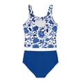 thumbnail image 4 of REDARER Girls Floral Tankini Set, Blue White Print Crop Top with Solid High Waist Bow Tie Bottoms,13-14 Years, 4 of 4