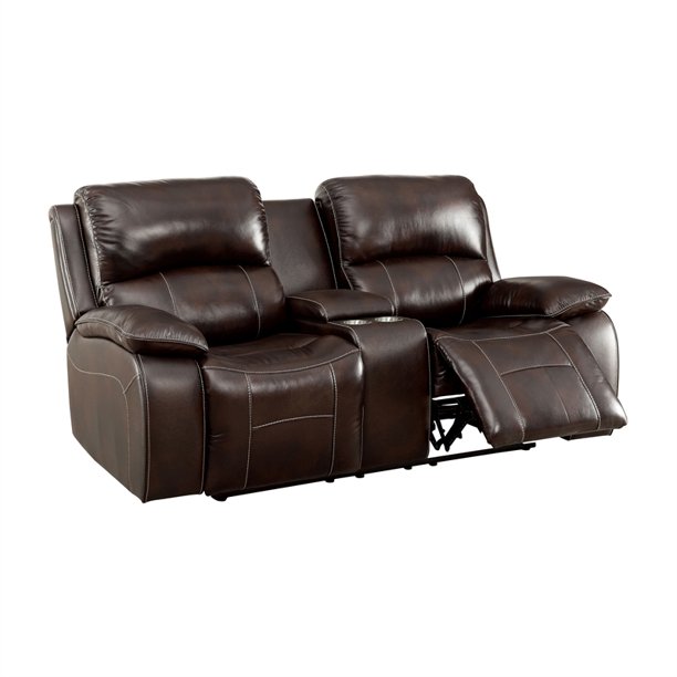Furniture of America Marta Top Grain Leather Reclining Loveseat in