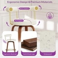 thumbnail image 6 of LAZZO 26" Swivel Bar Stools Set of 2, Counter Height Bar Chairs with Bent Wood Legs and Back for Kitchen Island, White, 6 of 9