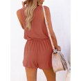 thumbnail image 5 of Summer Sleeveless Women Casual Low Round Neck Romper Jumpsuit Shorts with Pockets, 5 of 5