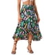thumbnail image 4 of Falda Tropical Floral con Volantes para Mujeres INSPIRE CHIC, con Nudo Autoadhesivo, Falda de Playa Hawaiana, Corte Lateral, Azul Oscuro S, 4 of 6