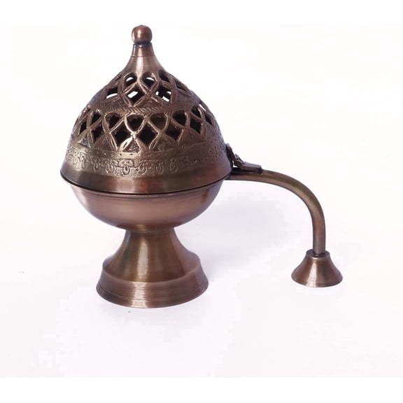 Buyerwell Brass Antique Dhuna Charcoal Burner Bakhoor Fumer Dhooni Dhoop Dani Dhuni, Insence Burner,Incense Holder Dhuna for Home Office Gift Items Aroma Diffuser