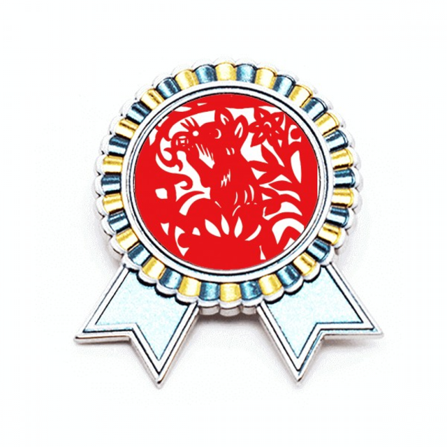 Corte de papel de China rata animal del Zodiaco Insignia broche Medalla ganadora