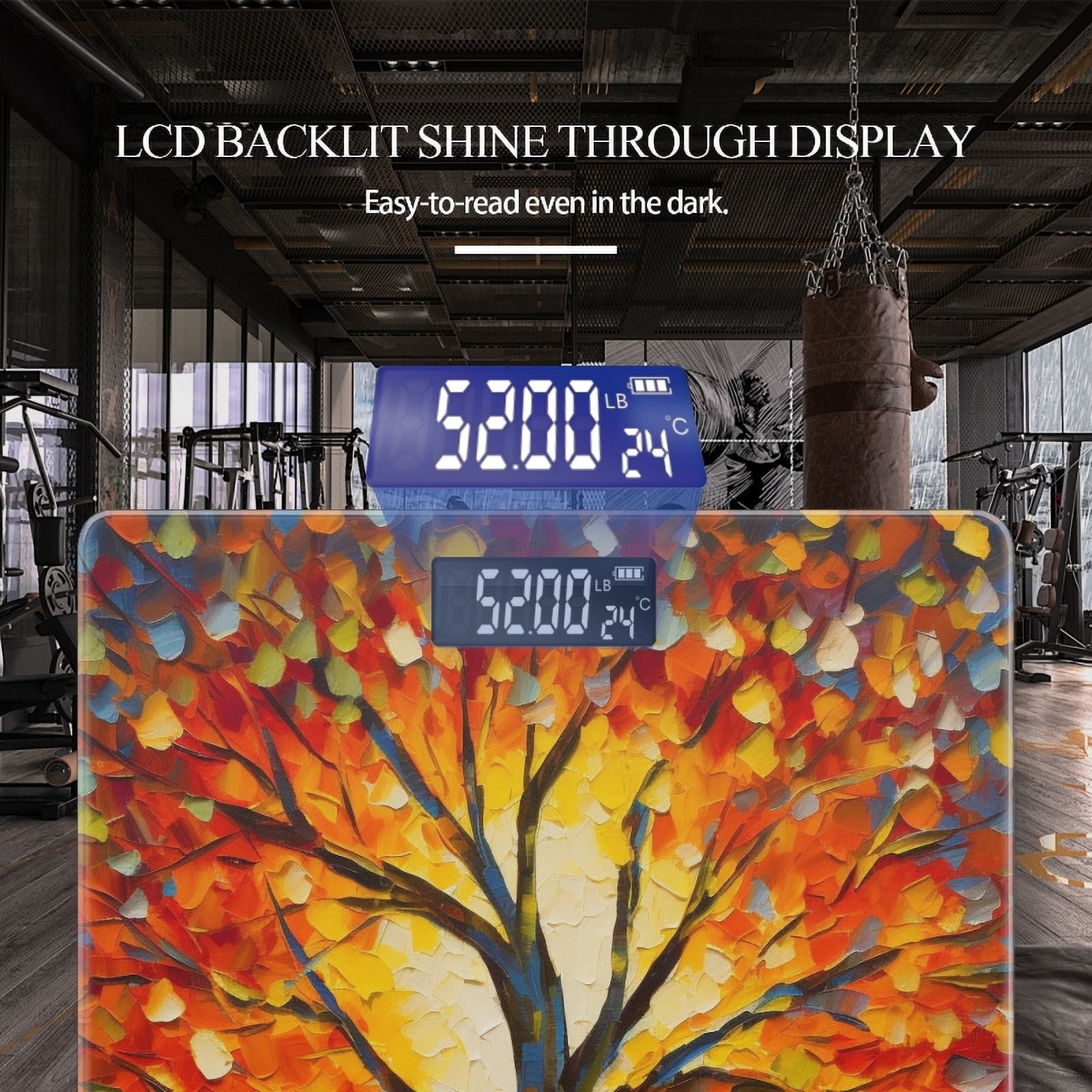 High Precision Body Weight Scale Smart Bathroom Scales with Large LCD Display(400lbs),Decorative for Bedroom-Vibrant Autumn Tree With Colorful Leaves