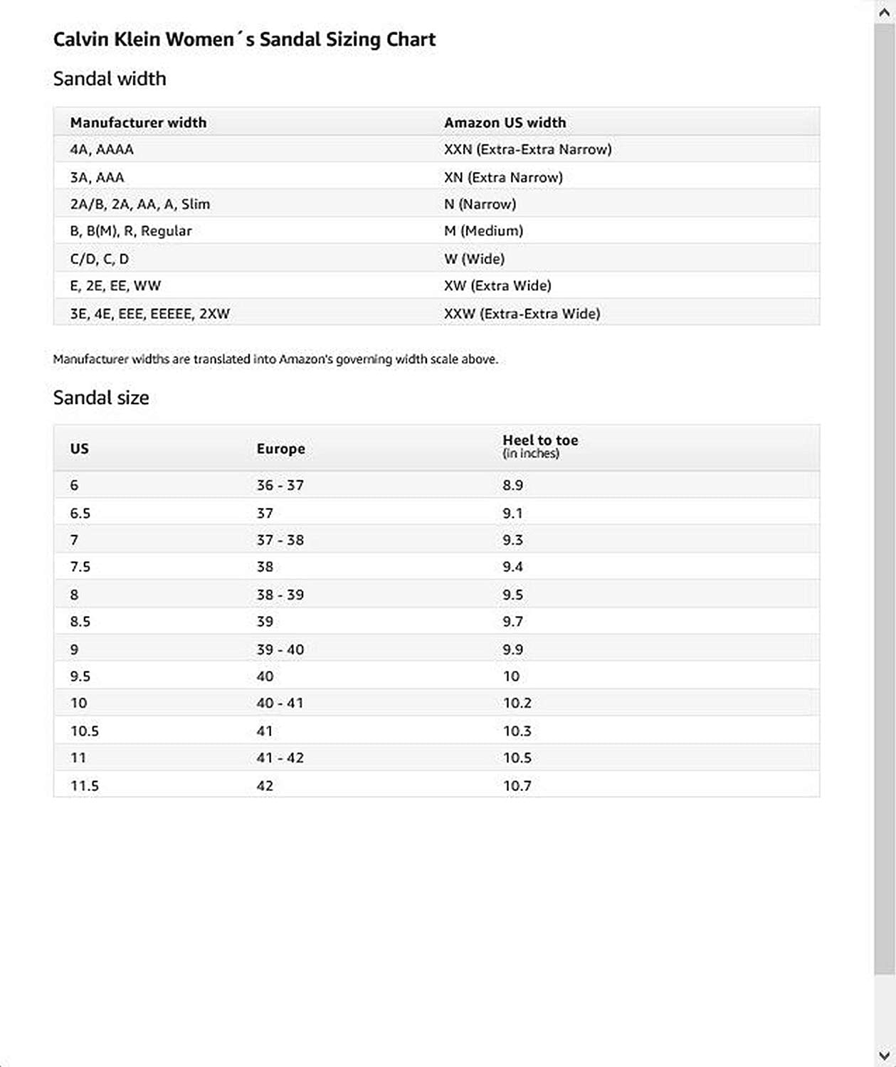 calvin klein jean size chart