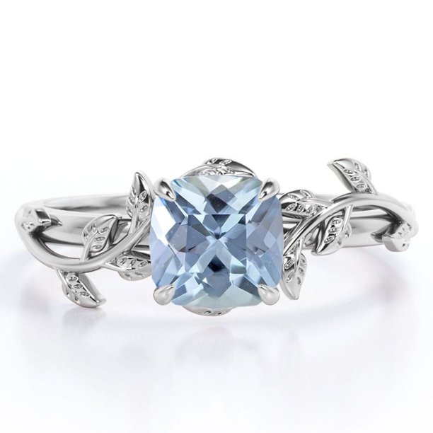 JeenMata Anillo de Compromiso con Diseño Único de Infinito de Piedra Lunar y Moissanita de Corte Redondo de 1,5 Quilates en Oro Blanco de 18 K sobre Plata