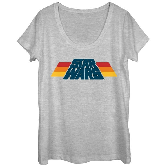 Women's Star Wars Stripe Logo  Scoop Neck Athletic Heather Large