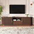 thumbnail image 2 of Vintage Rustic TV Stand for TVs up to 75" with Sliding Wood Slatted Doors | Farmhouse Fluted Media Console with Drawer & Cable Management for Living Room, Bedroom, 2 of 10
