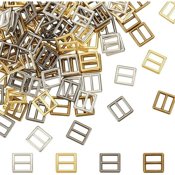 240PCS Mini Square Adjustable Buckle Fasteners 4 Colors Include 7mm Small Alloy Slide Buckles Button Tiny Slider Tri-glide Buttons Fasteners for Webbing Strap Sewing DIY Crafts Colorful
