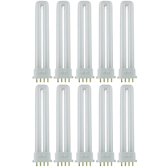 Pack of 10 Sunlite 13 Watt PL 4-Pin Single U-Shaped Twin Tube, 2GX7 Base, Cool White