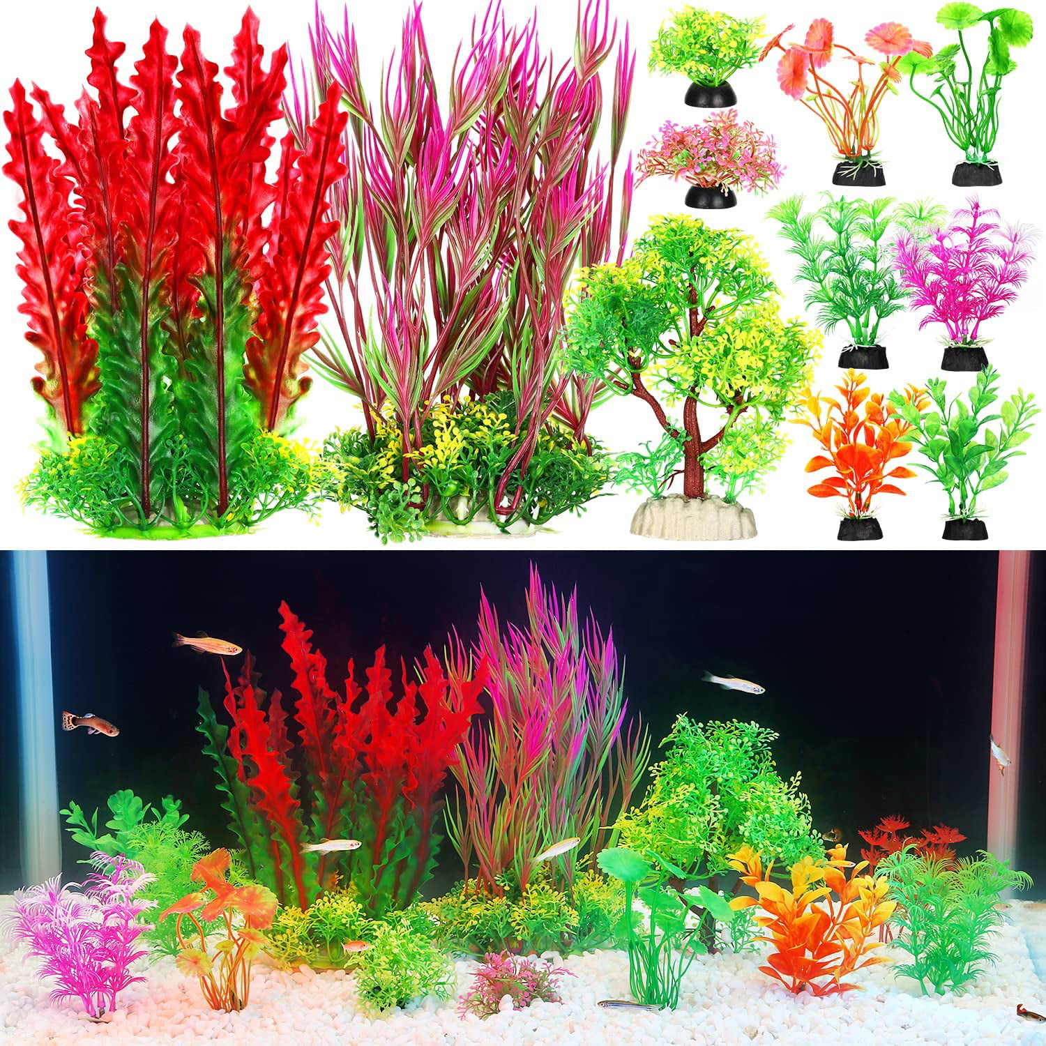 Aquarium 10 inch Silk Plants for Betta Fish Tank Underwater Aquatic Water Grass Decor 