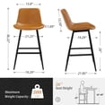 thumbnail image 3 of Dycanpo Modern Faux Leather 26 Inch,Counter Height Bar Stools Set of 2,for Home Kitchen, Whiskey Brown, 3 of 6