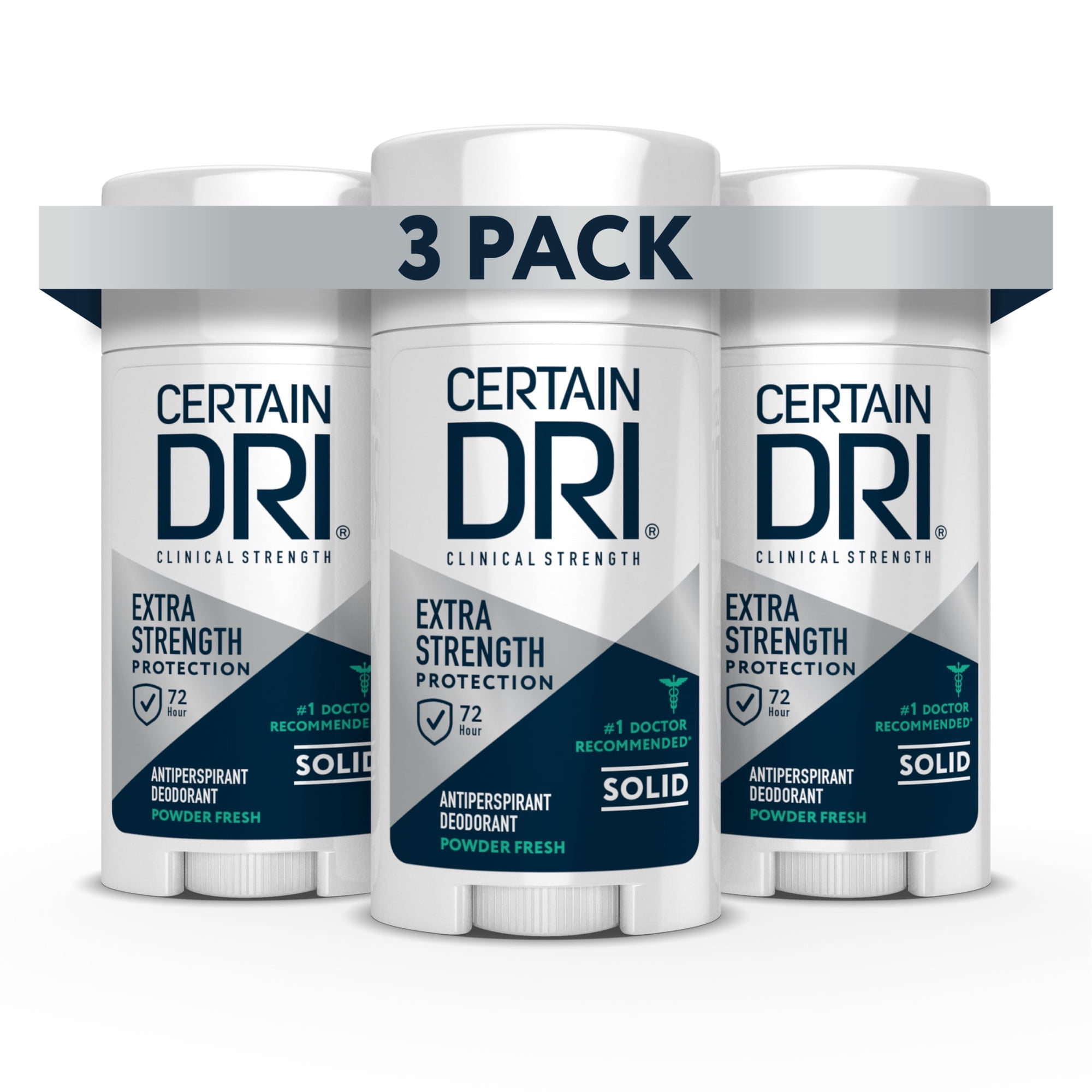 Certain Dri Extra Strength Antiperspirant Solid, 72hr Sweat & Odor Control Fresh Scent, 1.7oz (3 pack)