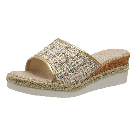 

Womens Sandals Dressy Casual Sandals Fashion Sequins Summer New Pattern Open Toe Breathable Wedge Comfortable Non Slip Large Shoes