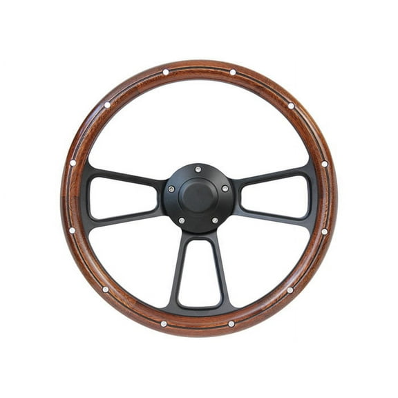 Brothers Trucks STRF8BW74-91 Custom Steering Wheels - Black / Wood -  Plain